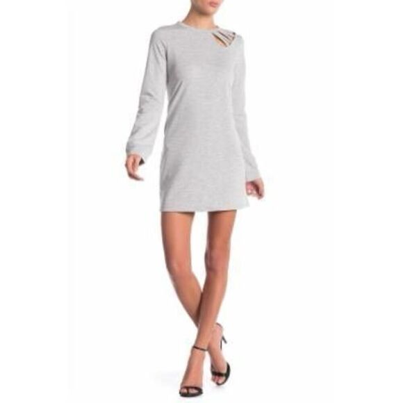 Material Girl Cutout Sweatshirt Dress Heather Grey L at Hautelook - Womens Casua - Picture 1 of 3